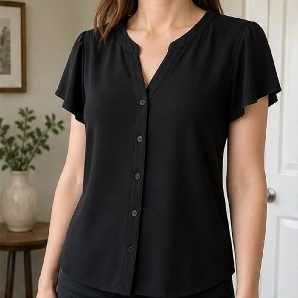 Black Ruffle Blouse - Picture 2 of 6